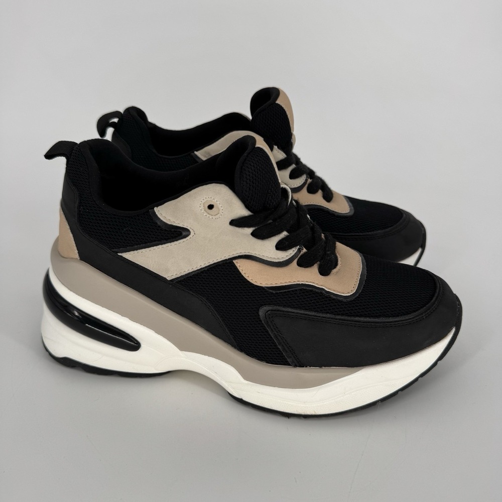 Call‎ It Spring Aldo Chunky Platform Sneaker Women's Size 9 Vegan Black Beige